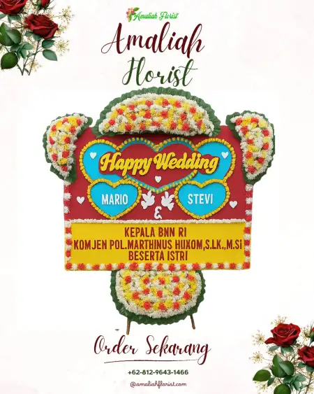 Papan Bunga Pernikahan Manis Lor